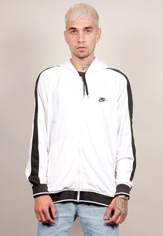 90'S VINTAGE WHITE NIKE ZIP-UP HOODIE