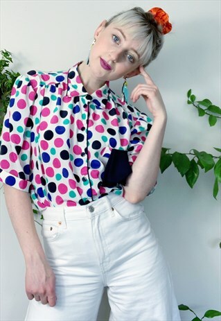 VINTAGE 80S POLKA DOT BLOUSE