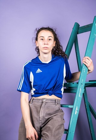ADIDAS VINTAGE 1990S BLUE FOOTBALL SHIRT