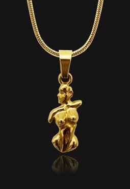 24k Gold Plated Body Torso Goddess Pendant Necklace
