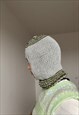 HANDMADE LIGHT GREY GREEN STRIPPED COTTON BALACLAVA