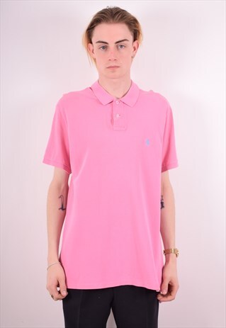 POLO RALPH LAUREN MENS VINTAGE POLO SHIRT XL PINK 90S