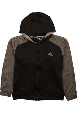 Adidas 90's Drawstring Pockets Full Zip Up Hoodie Medium Bla