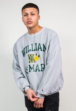 VINTAGE CHAMPION GREY SWEATSHIRT WILLIAM & MARY COLLEGE