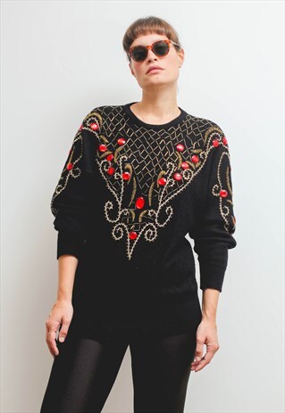TRUE VINTAGE WOOL JUMPER WITH STONES