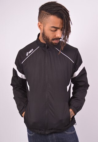 VINTAGE ASICS TRACKSUIT TOP JACKET BLACK