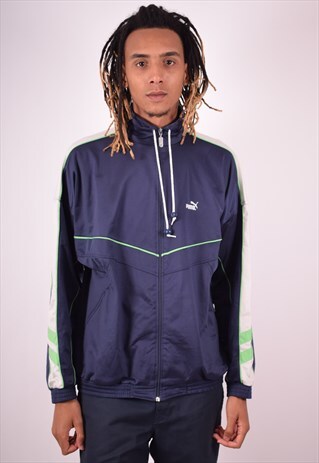 PUMA MENS VINTAGE TRACKSUIT TOP JACKET XXL BLUE 90S