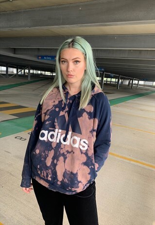 VINTAGE ADIDAS TIE DYE EMBROIDERED HOODIE