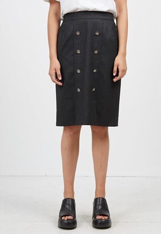 VINTAGE DARK GREY MADELEINE MINI WOOL SKIRT