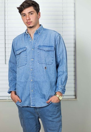 VINTAGE TOMMY HILFIGER SHIRT DENIM LOGO 90S S 19.9