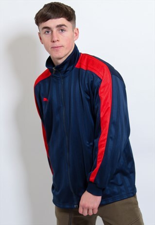 VINTAGE PUMA LOGO SHELL JACKET IN BLUE LARGE