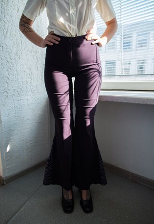 VINTAGE 80'S PURPLE STRETCHY FLARE TROUSERS