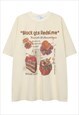 Cake print t-shirt junk food tee grunge retro top in cream