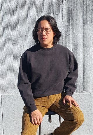 80S 90S CLASSIC SPORTSWEAR FADED BLACK SWEATSHIRT LARGE