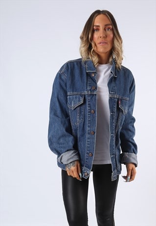 DENIM JACKET OVERSIZED FITTED VINTAGE UK 18 (C5I)