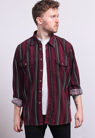 VINTAGE CORDUROY CORD STRIPED SHIRT