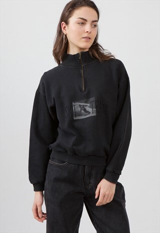 VINTAGE BLACK DOCS 1/4 ZIP PULLOVER SWEATSHIRT