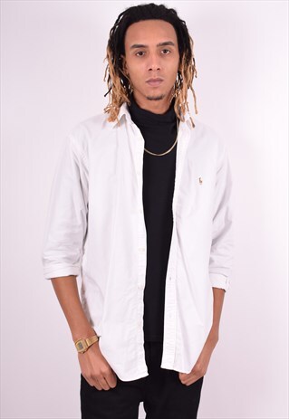 RALPH LAUREN MENS VINTAGE SHIRT LARGE WHITE 90'S