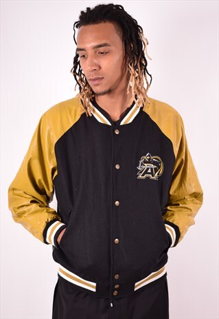 MENS VINTAGE U.S ARMY VARSITY JACKET MEDIUM BLACK 90S
