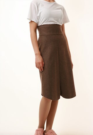00S VINTAGE YSL YVES SAINT LAURENT WOOL MIDI SKIRT 1086