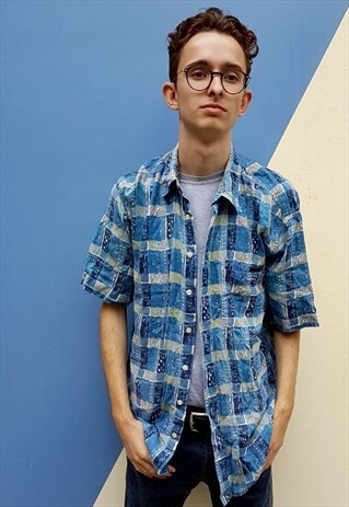 VINTAGE BLUE CHECKERED SHIRT