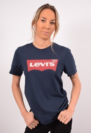 VINTAGE LEVI'S T-SHIRT TOP LOOSE FIT NAVY BLUE