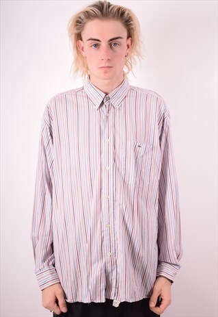 LACOSTE MENS VINTAGE SHIRT XL MULTI STRIPES 90S