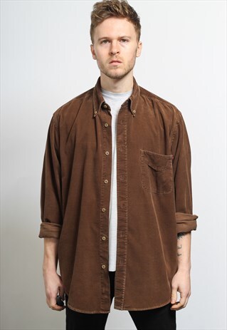 VINTAGE CORDUROY CORD SHIRT BROWN