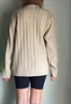 VINTAGE RIB KNITTED AND REAL SUEDE V-NECK JUMPER