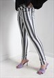 VINTAGE 90'S SKINNY FIT SLIM JEANS BLACK WHITE
