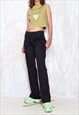 VINTAGE Y2K FLARE TROUSERS IN BLACK COTTON