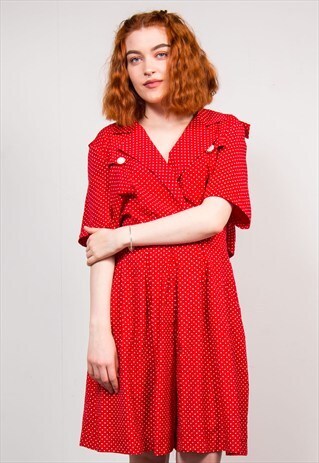 90'S VINTAGE RED POLKA DOT PLAYSUIT
