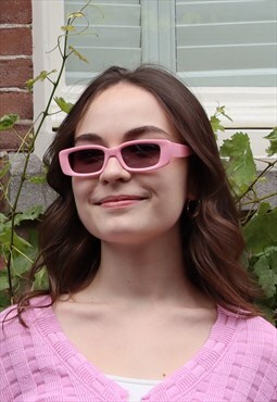 Retro Square Sunglasses from RECYCLED Material - Candy Pink