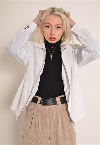 VINTAGE 90S FRED PERRY LIGHTWEIGHT JACKET IN WHITE