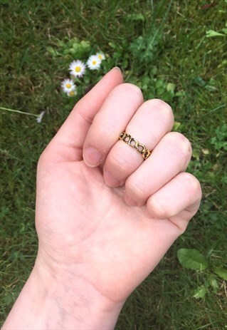 WOMENS BOHO FESTIVAL PATTERNED GOLD COLOUR CHAIN MIDI RING