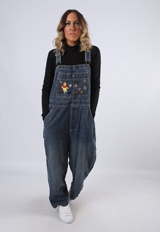 DENIM DUNGAREES VINTAGE WINNIE THE POOH UK 16 (EA5G)