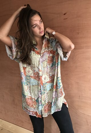 PATTERNED OVERSIZED RETRO VINTAGE UNISEX FESTIVAL SHIRT