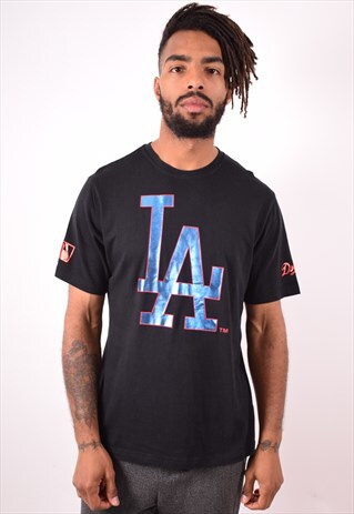MAJESTIC MENS VINTAGE LA T-SHIRT TOP MEDIUM BLACK 90S