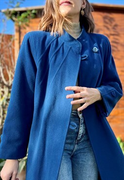 70s vintage royal blue wool winter coat
