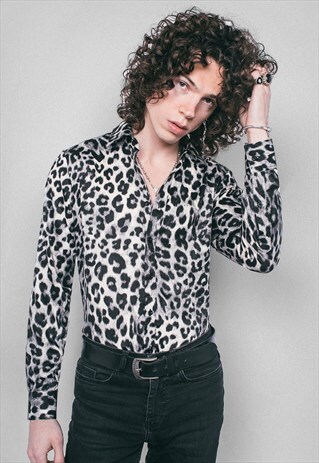 MENS WHITE LEOPARD MARQUEE SHIRT