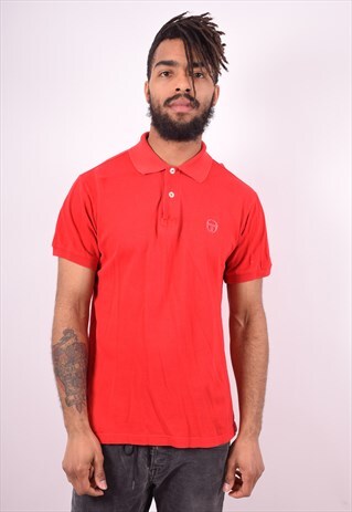 SERGIO TACCHINI MENS VINTAGE POLO SHIRT MEDIUM RED 90'S