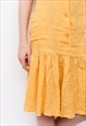 VINTAGE 90'S M S MIDI DRESS YELLOW BREEZY SUMMER RUFFLE 