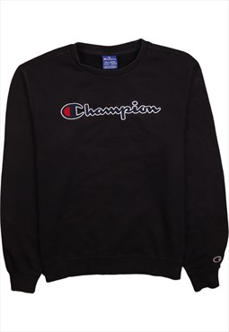 Vintage 90's Champion Sweatshirt Spellout Crew Neck Black