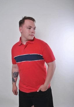 Vintage red striped casual polo shirt 