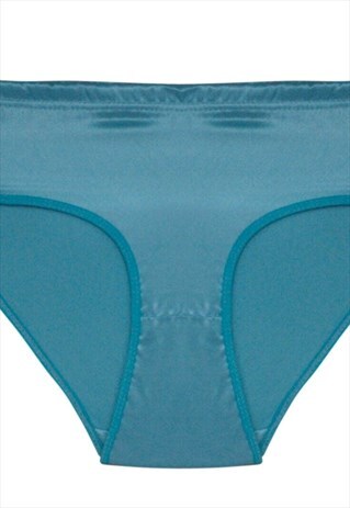 Turquoise Satin High Waist Full Bum Knicker Sexy Underwear 