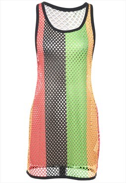 Vintage Multi-colour Mesh Sleeveless Dress - S