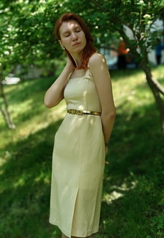LINEN BODYCON VINTAGE DRESS