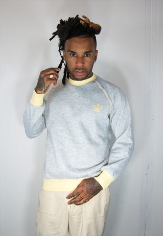 ADIDAS GREY EMBROIDED VINTAGE SWEATER