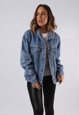 VINTAGE DENIM JACKET OVERSIZED FITTED UK 14 LARGE (C3U)