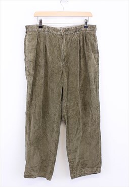 Vintage Skater Fit Cord Chinos Khaki Wide Leg With Pockets 
